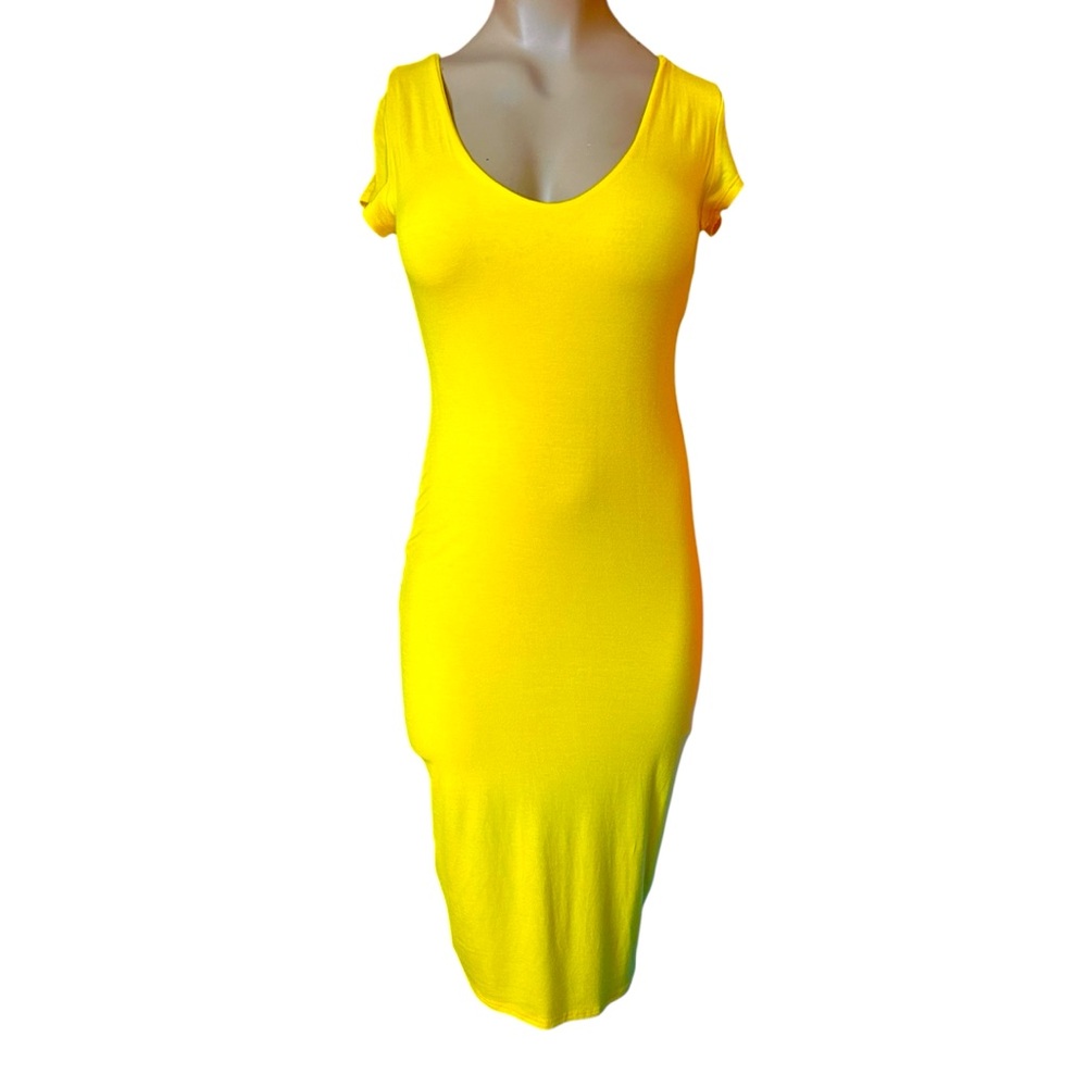 Vibrant Yellow Scoopneck Women's Dress